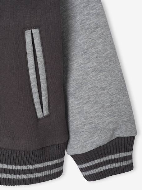 Sweat garçon molleton style teddy badge en bouclettes. anthracite+marine+vert sapin 