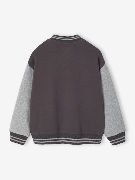 Sweat garçon molleton style teddy badge en bouclettes. anthracite+marine+vert sapin 