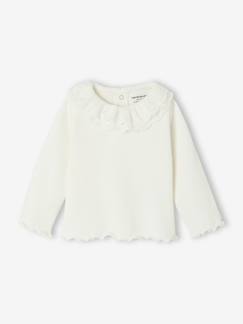 Bébé-T-shirt, sous-pull-T-shirt bébé manches longues avec collerette brodée