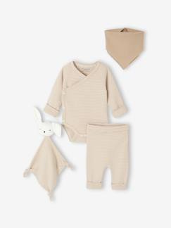 Baby-Set-Bio-Kollektion: Baby-Geschenkset aus Body, Leggings, Lätzchen & Schmusetuch