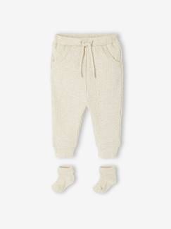 Baby-Hose, Jeans-Jungen Baby-Set: Hose & Socken aus Rippmaterial