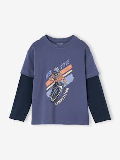 Junge-T-Shirt, Poloshirt, Unterziehpulli-Jungen 2-in-1-Shirt