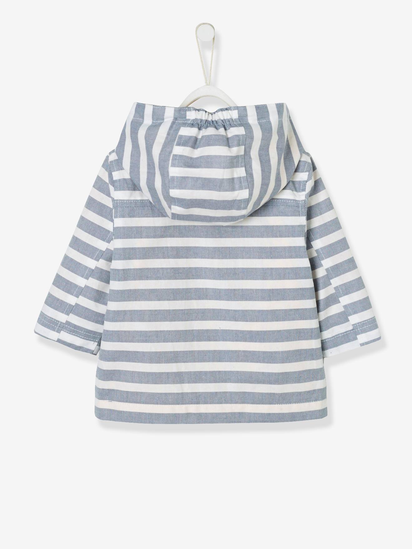 Cire Enduit A Capuche Bebe Garcon Raye Bleu Bebe