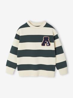 Sweat larges rayures garçon badge en bouclettes