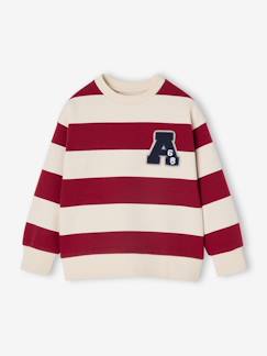 Sweat larges rayures garçon badge en bouclettes