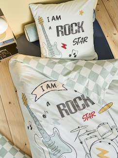Linge de maison et décoration-Linge de lit enfant-Parure fourre de duvet + taie d'oreiller enfant ROCK MUSIC, avec coton recyclé