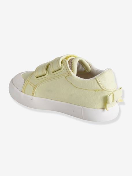 Tennis scratchées bébé fille en toile DENIM A POIS+LIGHT GREEN+LIGHT YELLOW 