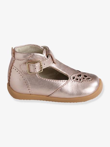 Mädchen Lauflernsandalen, Leder rosa metallic+weiß 