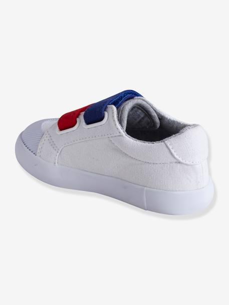 Stoffschuhe für Baby Jungen, Klettverschluss BLUE DENIM+ROT+WEISS 