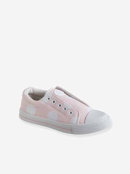 Tennis élastiquées fille en toile BLEU DENIM+NOIR+ROSE+ROSE IMPRIME 