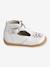 Sandales cuir bébé fille premiers pas BLANC PERLE+ROSE METALISE 