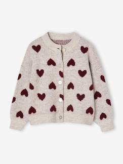 Mädchen-Pullover, Strickjacke, Sweatshirt-Strickjacke-Mädchen Cardigan mit Jacquard-Herzen und Recycling-Polyester