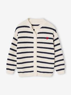 Fille-Pull, gilet, sweat-Gilet-Gilet fille fantaisie en côte perlée