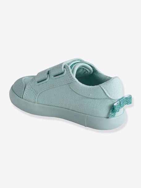 Tennis scratchées bébé fille en toile DENIM A POIS+LIGHT GREEN+LIGHT YELLOW 