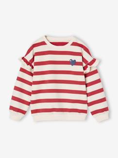 Mädchen-Pullover, Strickjacke, Sweatshirt-Mädchen Ringel-Sweatshirt, Volantärmel