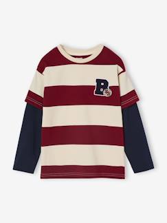 Garçon-T-shirt, polo, sous-pull-T-shirt-Tee-shirt rayé effet double manches