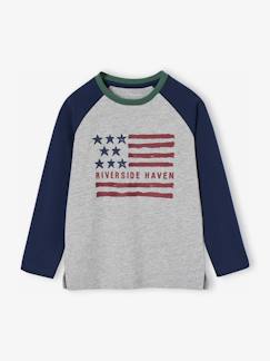 Junge-T-Shirt, Poloshirt, Unterziehpulli-Jungen Shirt mit Ärmeln in Kontrastoptik