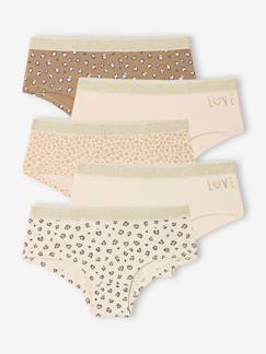 Fille-Sous-vêtement-Lot de 5 Shorties Léopard et Love Fille