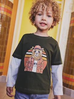 Junge-T-Shirt, Poloshirt, Unterziehpulli-Jungen 2-in-1-Shirt