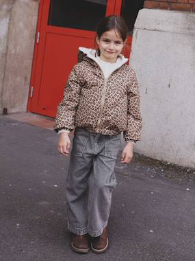 Manteau Hiver Fille Imprimé Léopard - Veste Polaire Zippée Avec Capuche, Manches Longues, Tailles 1-7 Ans