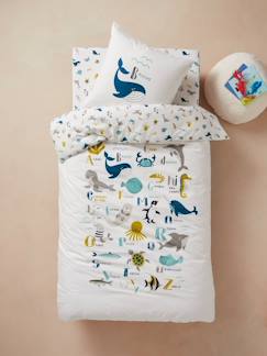Linge de maison et décoration-Linge de lit enfant-Parure Fourre de duvet + taie d'oreiller enfant ABECEDAIRE MARIN