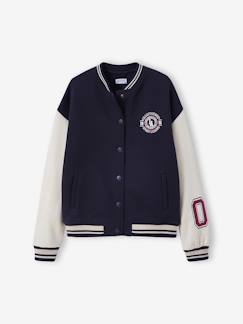 Mädchen-Pullover, Strickjacke, Sweatshirt-College-Sweatjacke mit Kontrastärmeln JONEN Mädchen
