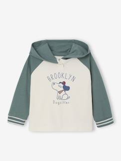 Baby-T-Shirt, Unterziehpulli-T-Shirt-Baby Shirt mit Kapuze & Hundemotiv BROOKLYN Dogsitter, Bio-Baumwolle