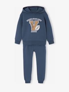 Garçon-Vêtements de sport-Ensemble Sport Garçon Sweat Capuche imprimé + Jogging Uni