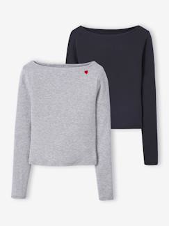 Mädchen-2er-Pack gerippte Mädchen Shirts JONEN