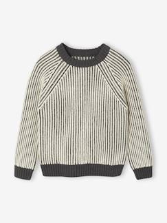 Pull maille bicolore manches longues garçon