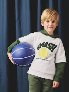 Sweat garçon sport doubles manches motif ballon en relief