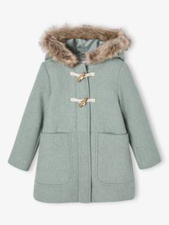Mädchen-Mantel, Jacke-Mantel, Parka, Blouson-Mädchen Dufflecoat mit Kapuze & Knebelknöpfen