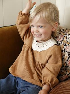 Bébé-T-shirt, sous-pull-T-shirt bébé en jersey froissé avec col en crochet