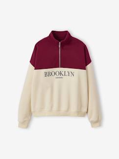 Mädchen-Pullover, Strickjacke, Sweatshirt-Mädchen Sweatshirt mit Troyerkragen JONEN, Colorblock mit Buchstaben