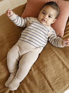 Baby-Set-Baby-Set aus Strick: Streifenpullover, Hose & Socken