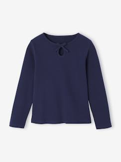 Fille-T-shirt, sous-pull-T-shirt en côtes fille manches longues