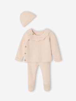 Baby-Set-Baby-Set aus Musterstrick: Strickjacke, Hose & Mütze