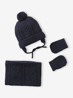 Bébé-Accessoires-Bonnet, écharpe, gants-Ensemble Bonnet Snood Moufles Bébé Garçon