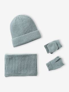 Mädchen-Accessoires-Mädchen Set: Mütze, Rundschal & 2-in-1-Handschuhe