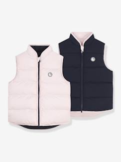 Mädchen-Mantel, Jacke-Daunenjacke-Wendbare ärmellose Steppjacke Kinder PETIT BATEAU