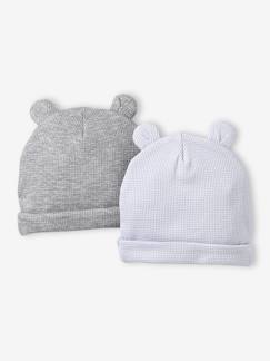 Bébé-Accessoires-Lot de 2 bonnets naissance à oreilles d'ours