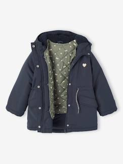 Mädchen-Mantel, Jacke-Mantel, Parka, Blouson-Mädchen 3-in-1-Parka mit Kapuze und Steppweste, Recycling-Wattierung