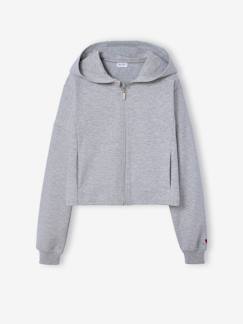 Mädchen-Pullover, Strickjacke, Sweatshirt-Sweatshirt-Kurze Mädchen Sweatjacke mit Kapuze JONEN