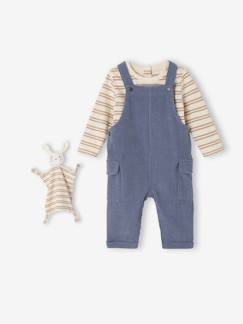 Baby-Set-3-teiliges Baby-Set mit Geschenkbox: Shirt, Latzhose & Schmusetuch