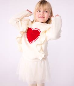 Mädchen-Pullover, Strickjacke, Sweatshirt-Sweatshirt Mädchen mit Rüschen PETIT BATEAU, Baumwolle