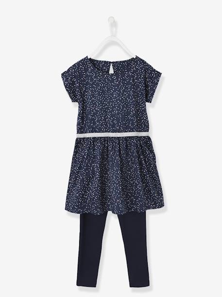 Set Aus Kleid Und Leggings Marine Bedruckt Marine Madchen