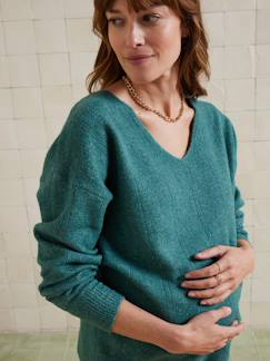 Pull col V grossesse en maille mousseuse fantaisie