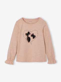 Fille-T-shirt, sous-pull-T-shirt-T-shirt fille motifs fantaisie détails brillants 