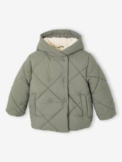 Fille-Manteau, veste-Doudoune fille à capuche doublée sherpa 