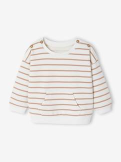 Baby-Pullover, Strickjacke, Sweatshirt-Sweatshirt-Gestreiftes Baby Sweatshirt mit geknöpften Schultern
